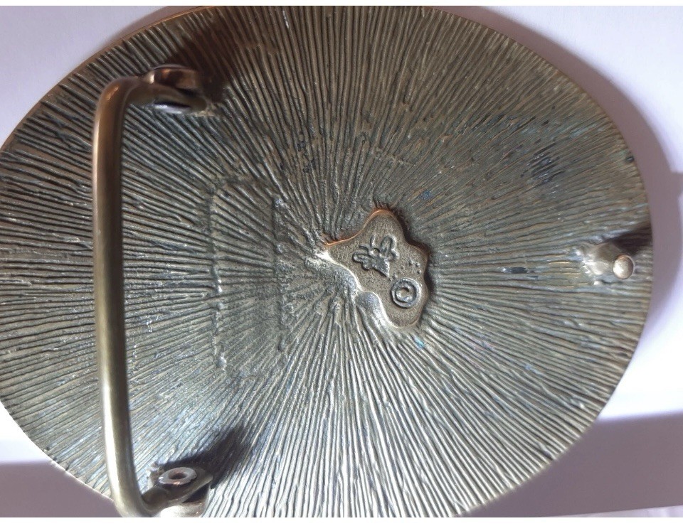 VINTAGE- BRASS ?TURQUOISE INLAY UNICORN BELT BUCKLE/RARE HALLMARK/GUCCi?/UNISEX