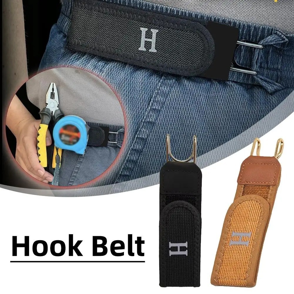 Adjustable No-Buckle Elastic Belt Invisible Metal Hook Stretch Waistband Unisex
