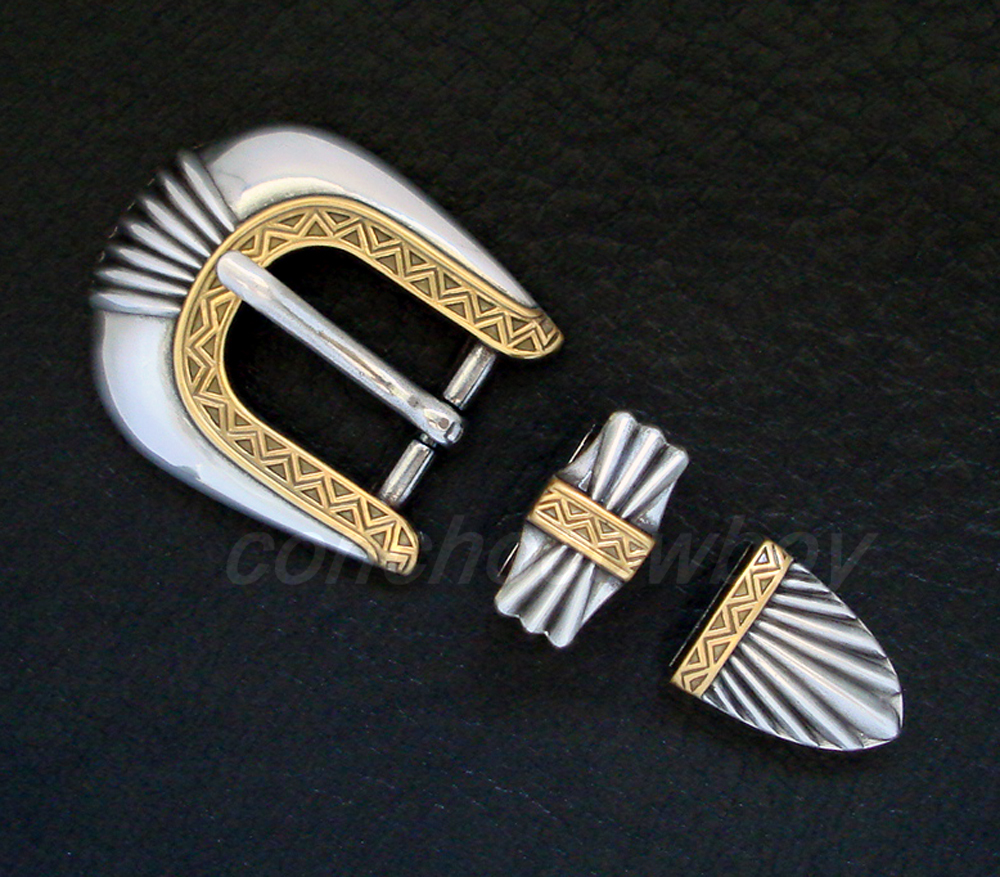WESTERN ANTIQUE GOLD BELT BUCKLE SET FITS 3/4&Prime; BELT for 19mm strap Buckle Set