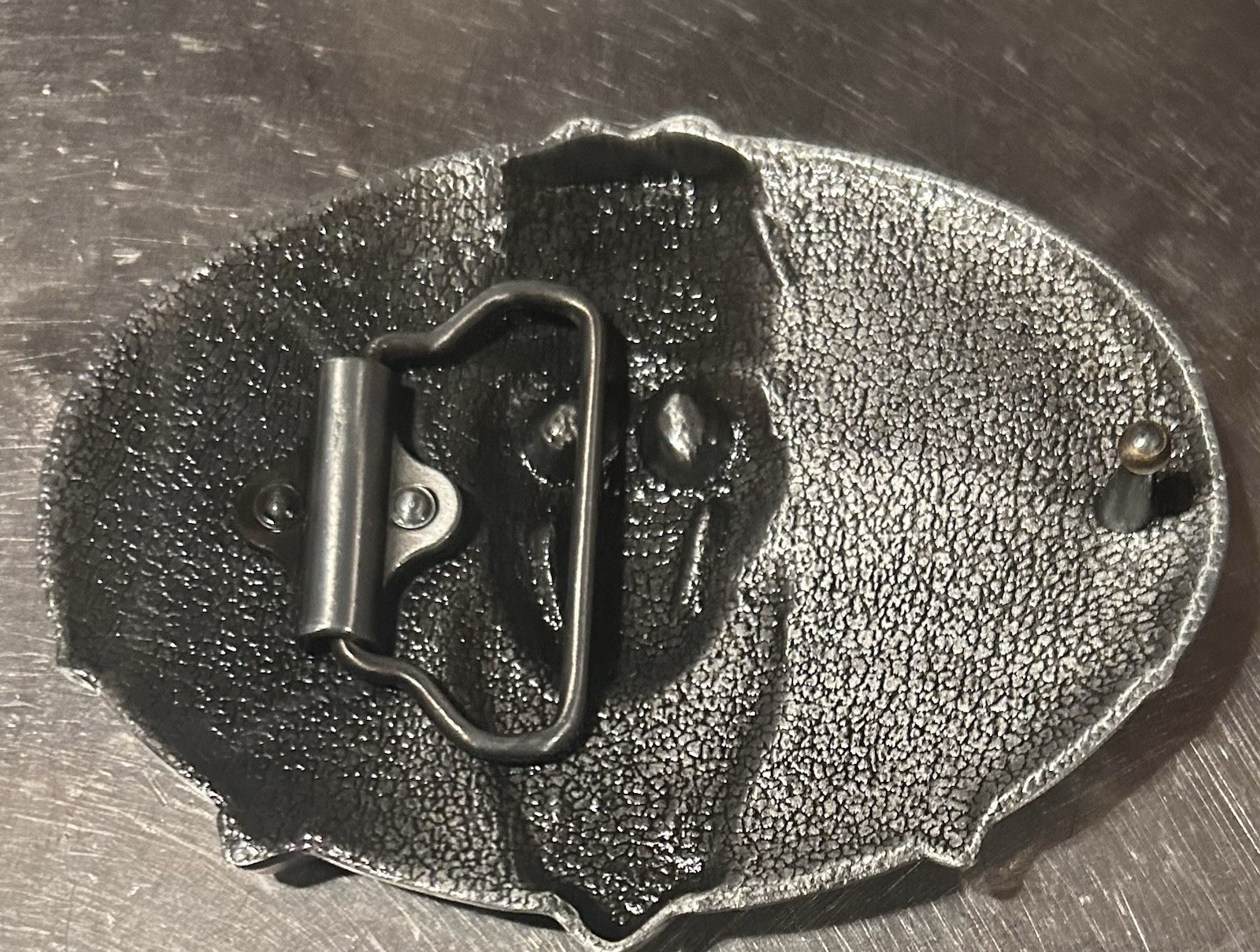 New Western Skull W Hat & Crossed Rifles Metal Onyx Black Enamel Belt Buckle