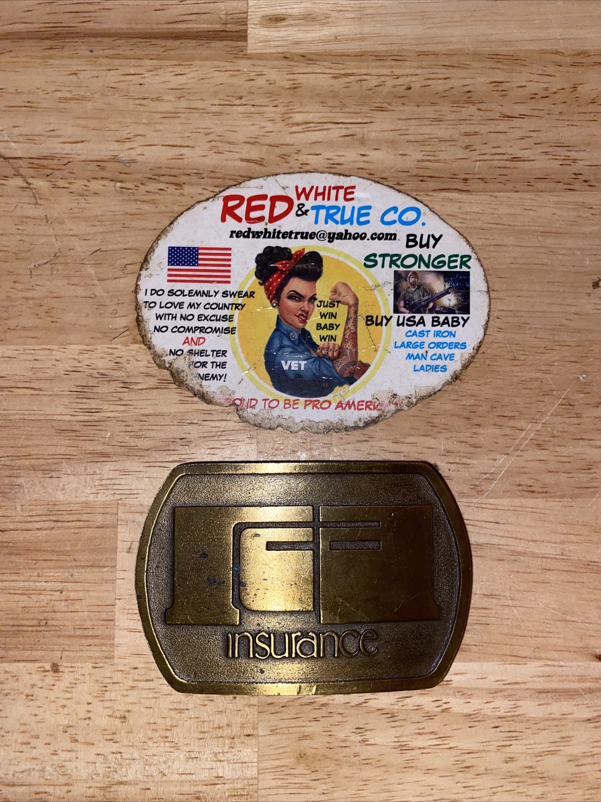 RCA Insurance Vintage Belt Buckle Brass Original 1/4LB+ Man Cave Fashion Decor