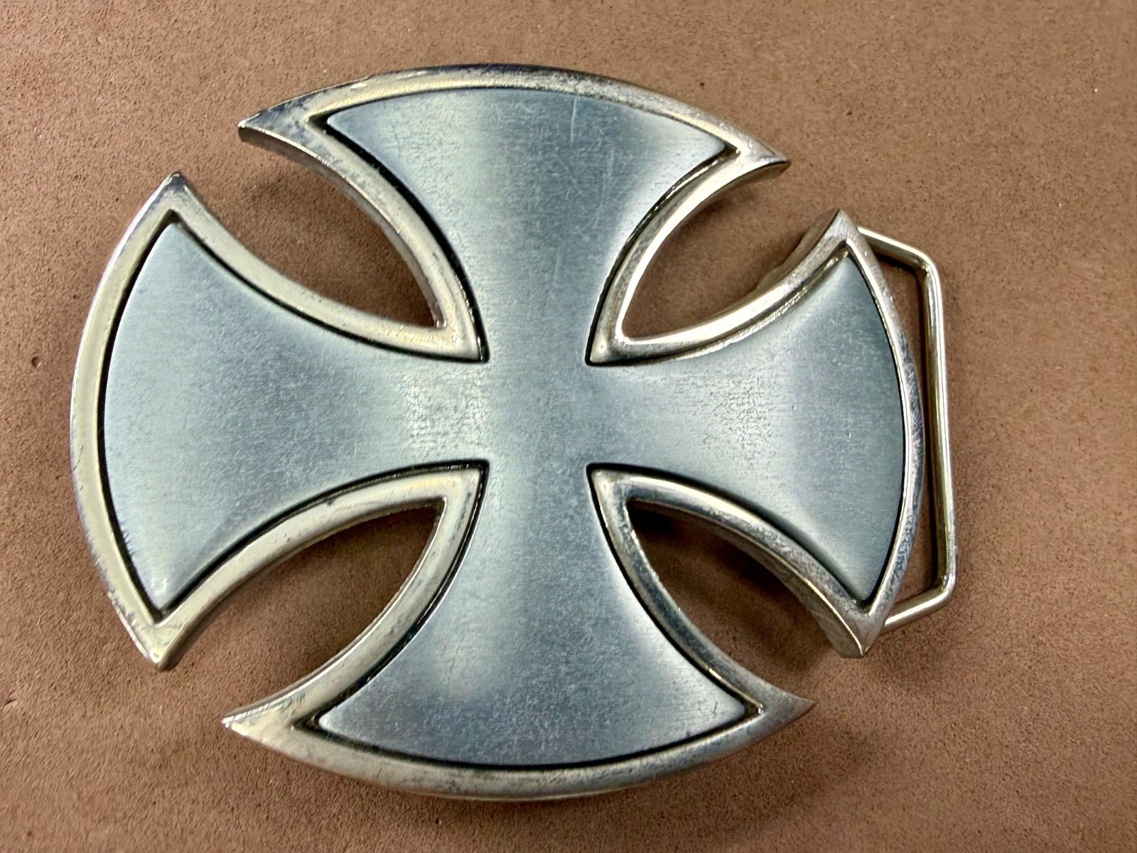 Maltese Celtic Iron Cross Gothic Punk Biker Vibe Cutout Silver Color Belt Buckle
