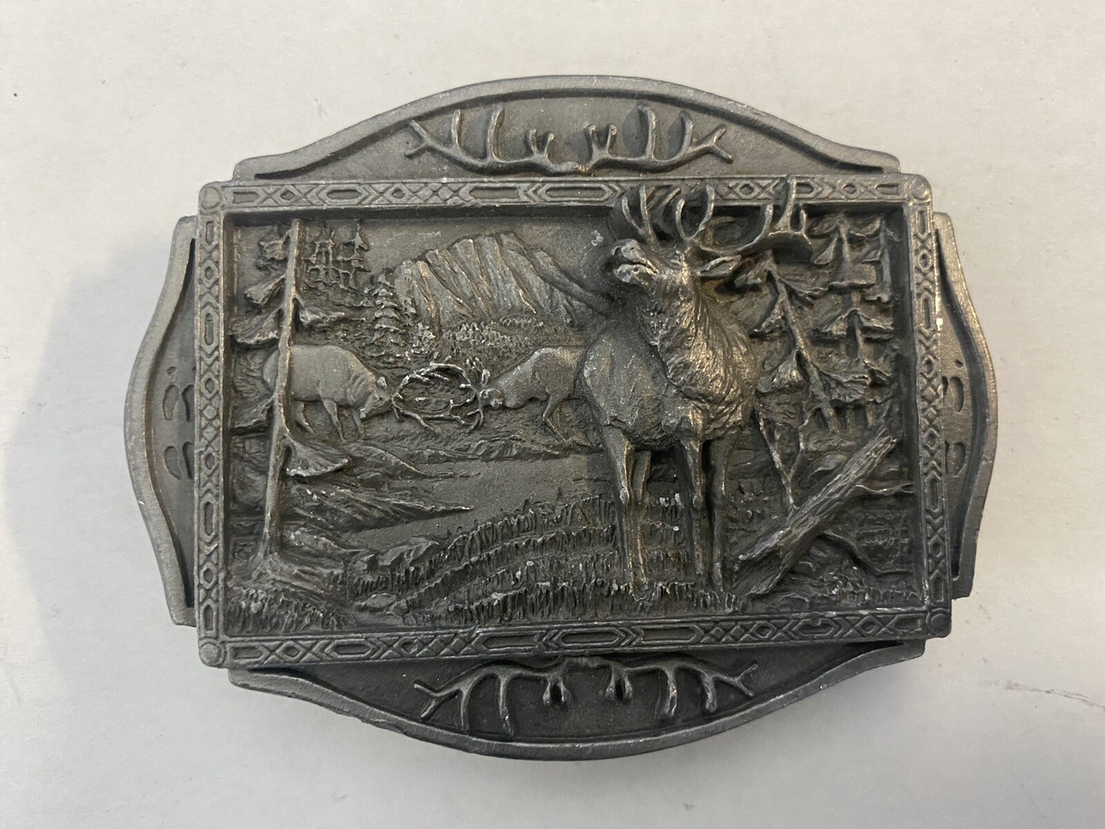 Belt Buckle Vintage Elk Relief Brew City Collectibles Pewter Made In USA