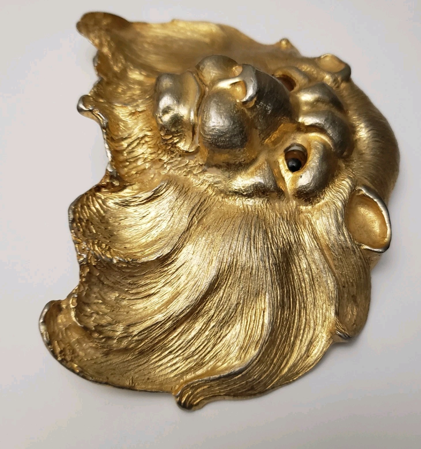 CHRISTOPHER ROSS LION HEAD 1984 GLASS EYES BUCKLE & RED BELT 24kt GOLD PLATED