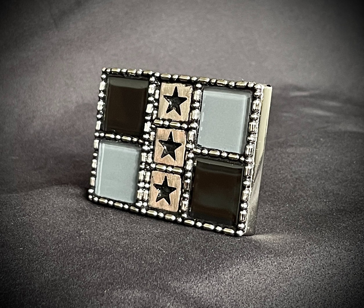 Handmade Military Star Glass Tile Belt Buckle OOAK Darren McNeese Gothic