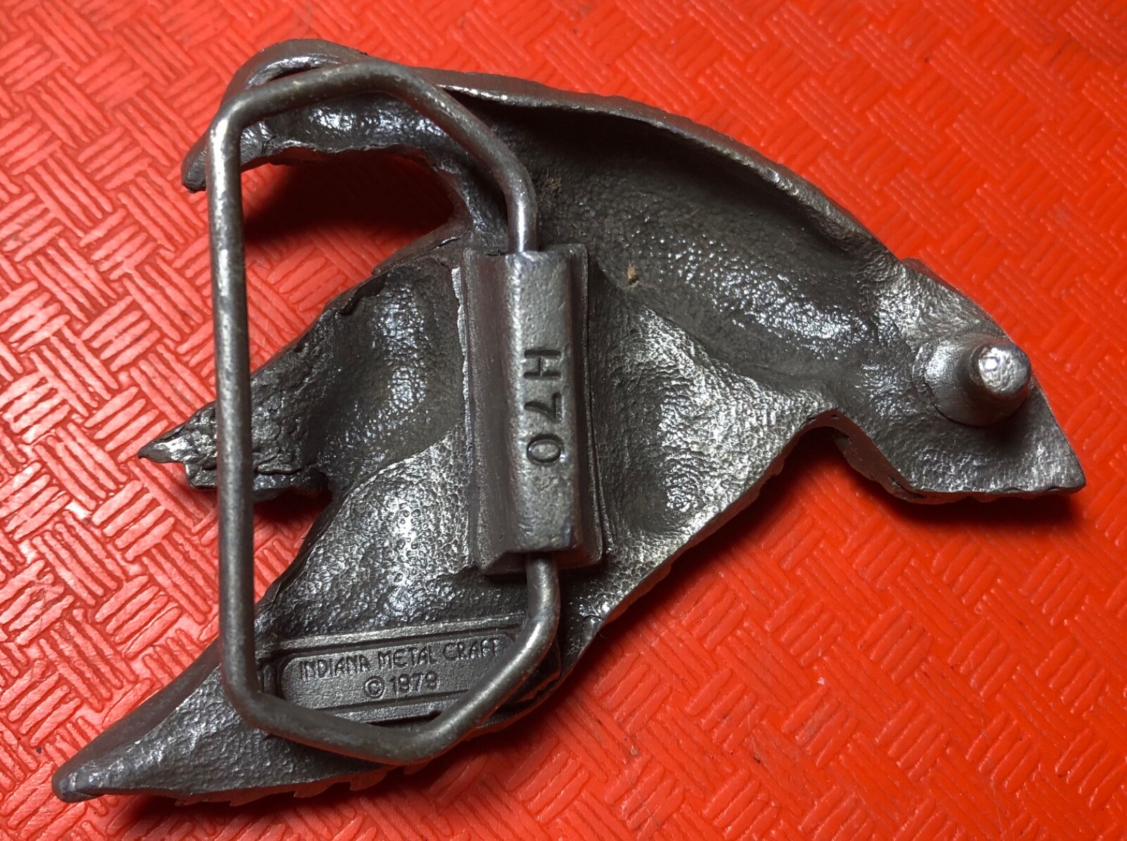 Cast Brass? 1979 BELT BUCKLE Indiana Metal Craft FLYING DUCK detailed