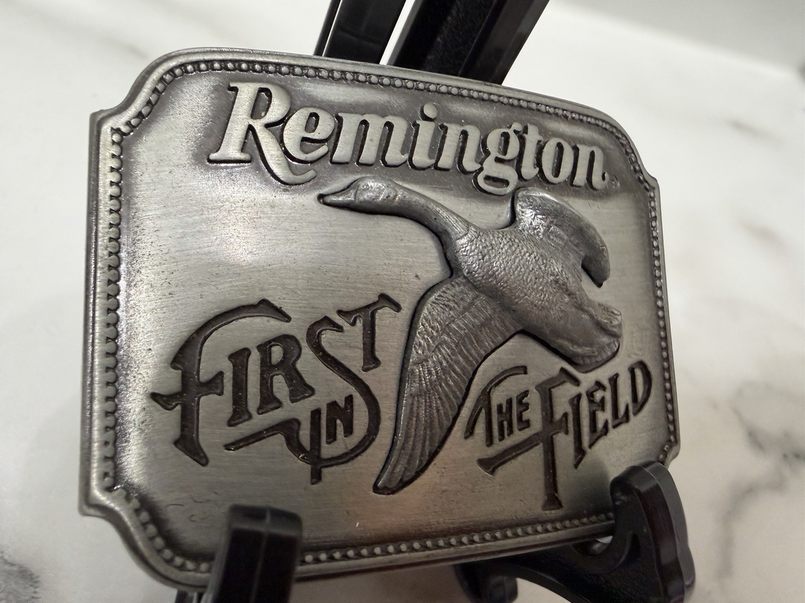 Vintage Remington First In Field Canada Goose 1980 3D Metal Belt Buckle