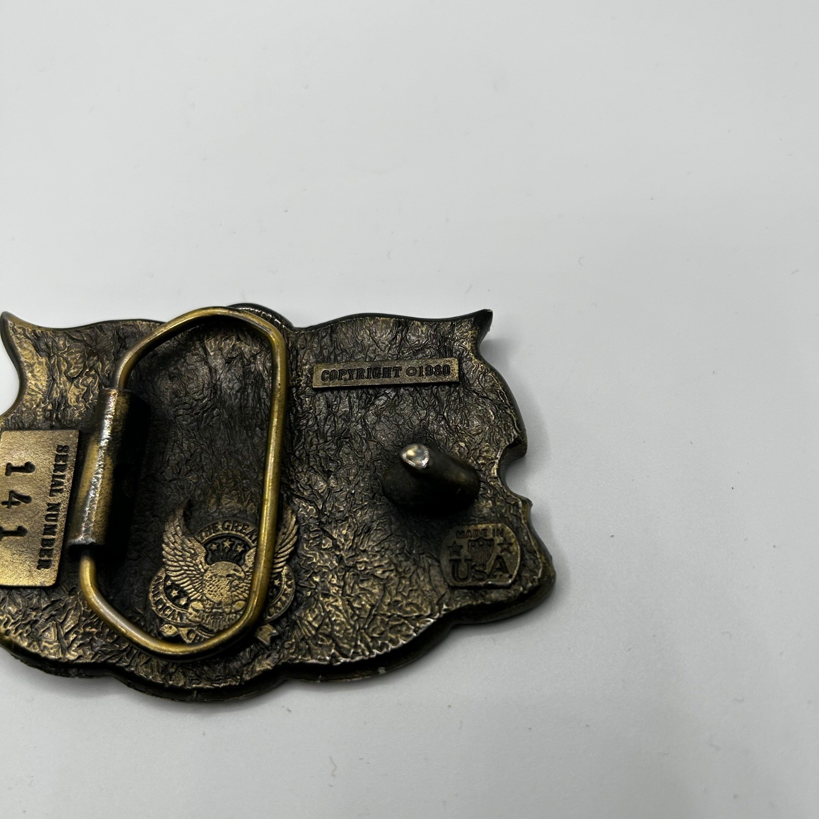 Vintage 1980 Lone Star Texas Belt Buckle Great American Buckle Co USA Serial 141