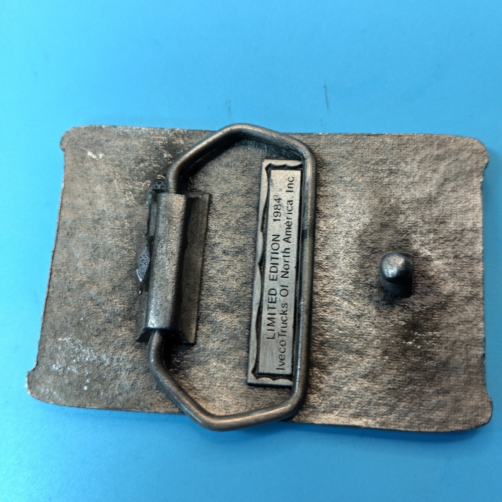 Vintage 1984 Iveco Trucks Limited Edition Belt Buckle Pewter Tone Semi Truck