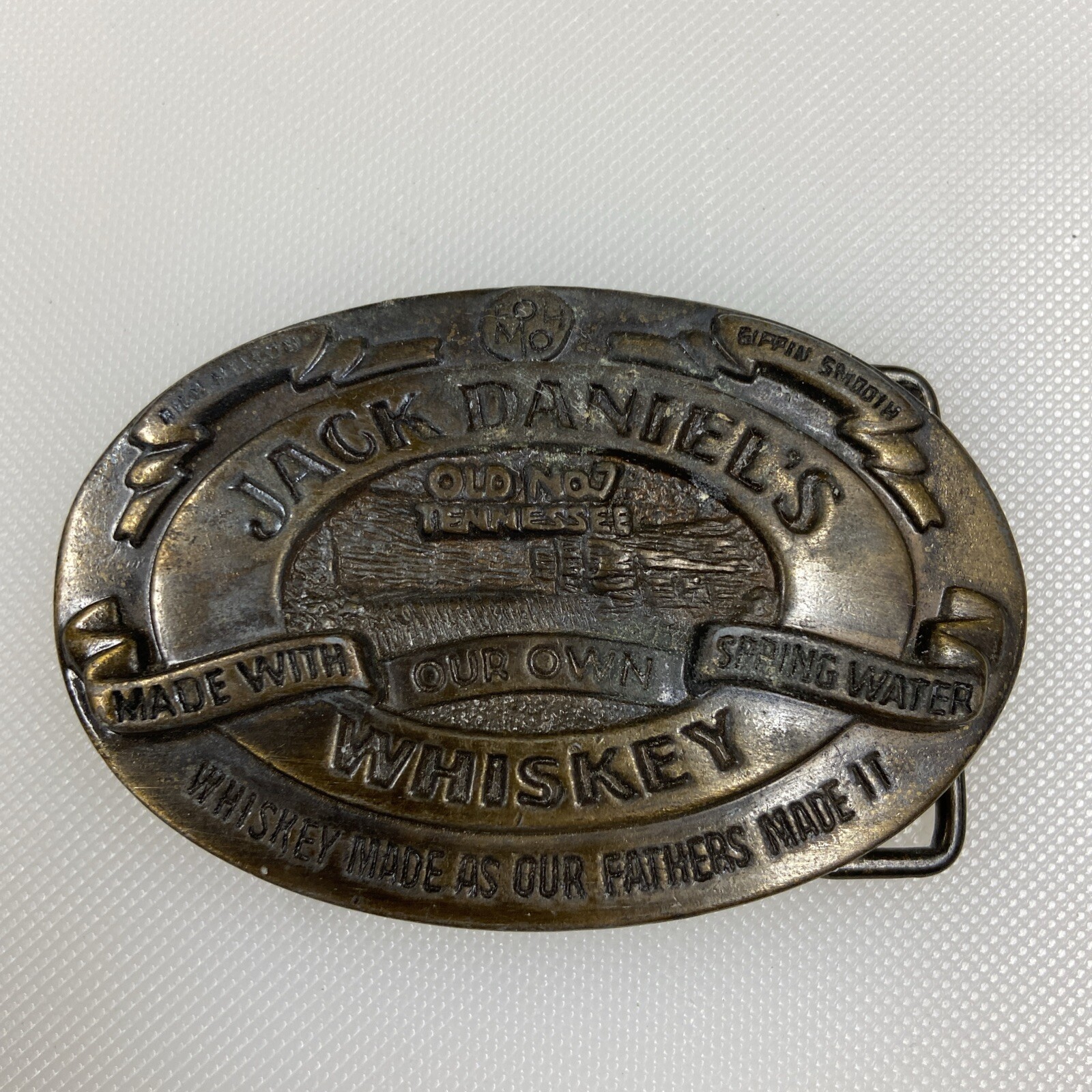 Brass Jack Daniels Whiskey Old No 7 Tennessee Belt Buckle 3×2&Prime; for 1 3/8&Prime; Belt
