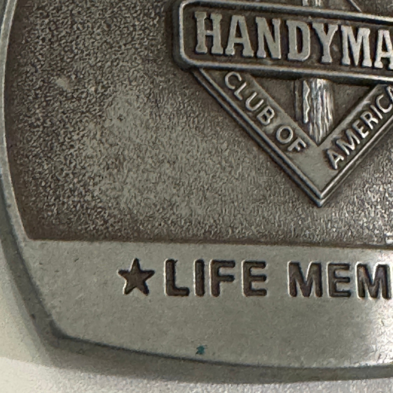 Handyman Club of America Life Member Belt Buckle Vintage 1996 Pewter Finish