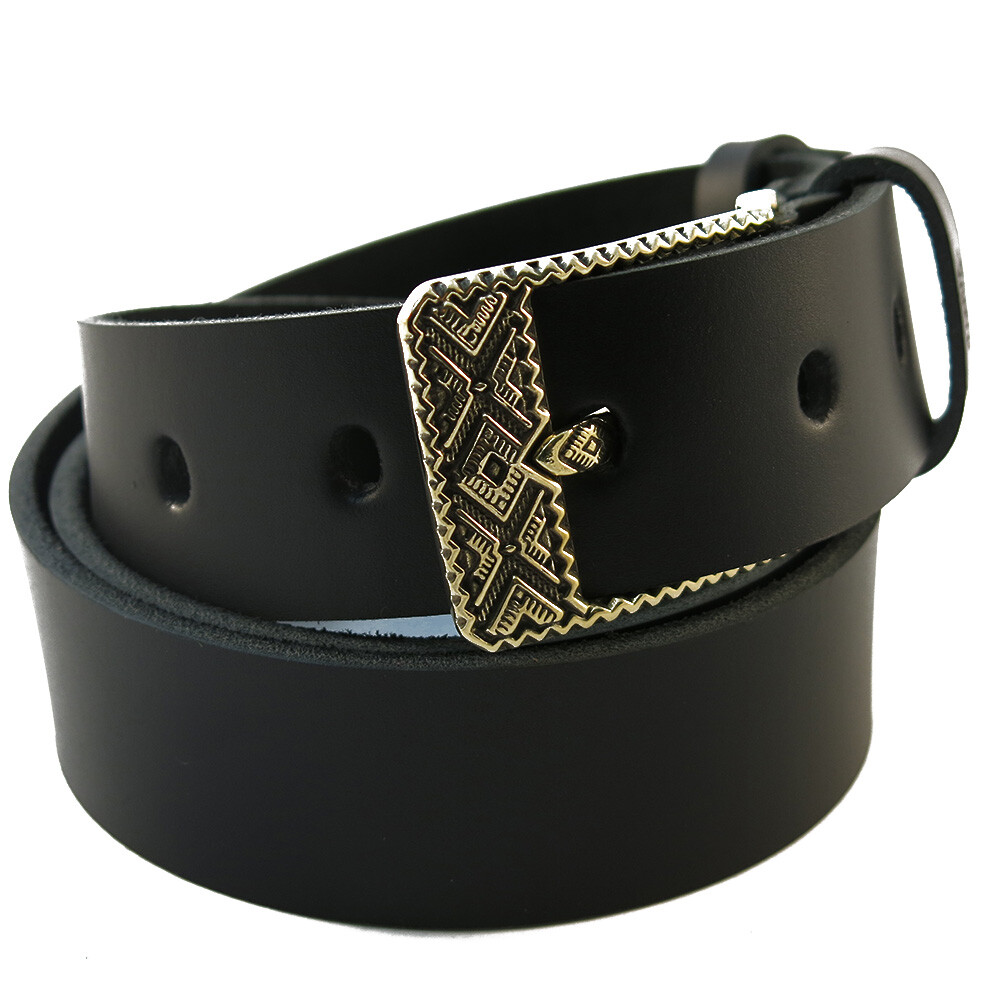 Brass belt buckle « Bayurok », pin type, Handmade Ukrainian embroidery belt buckle