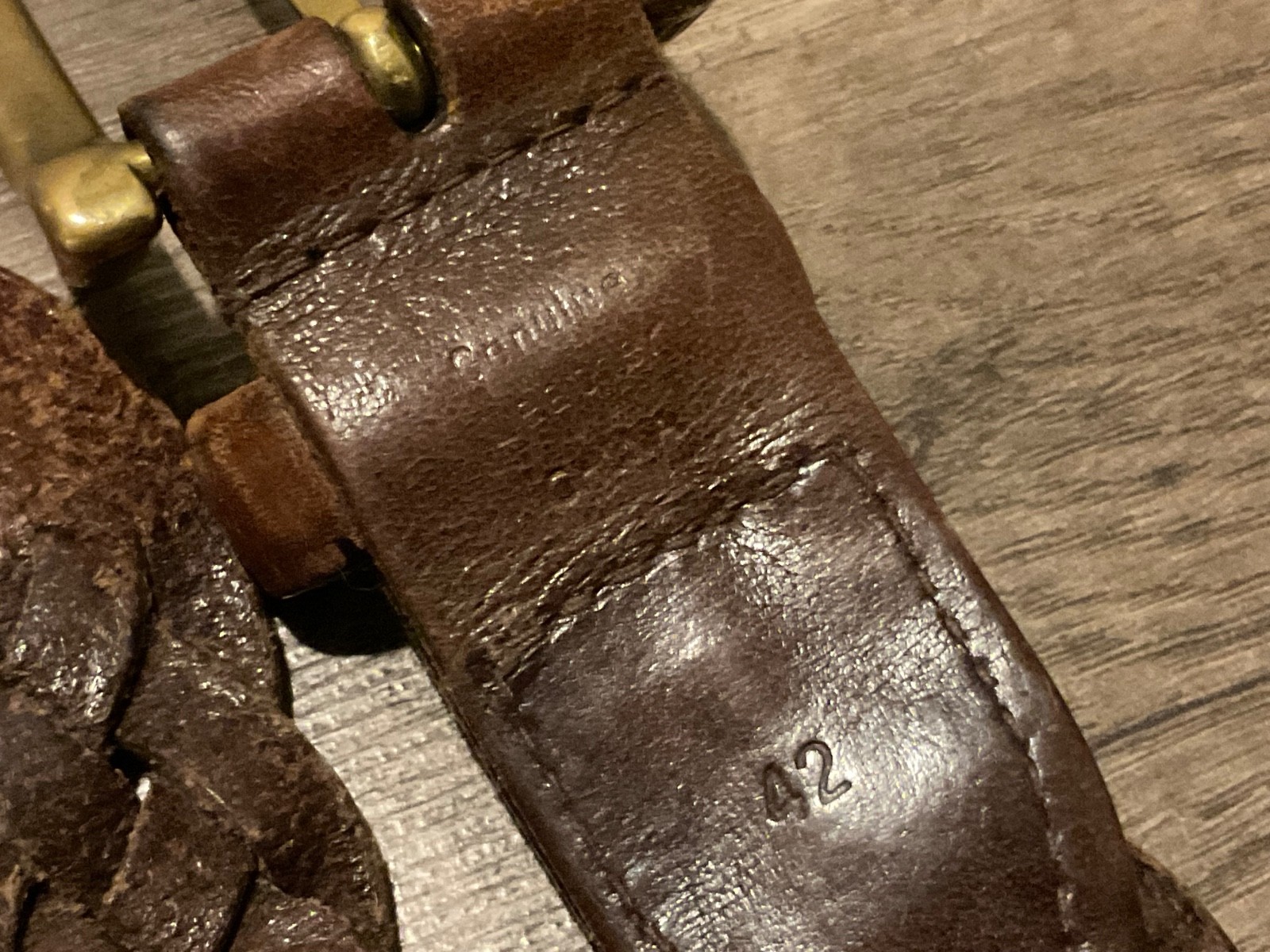 VTG TOMMY HILFIGER PREPPY LEATHER BRAIDED SOLID BRASS BELT ( MENS 42 ) BROWN