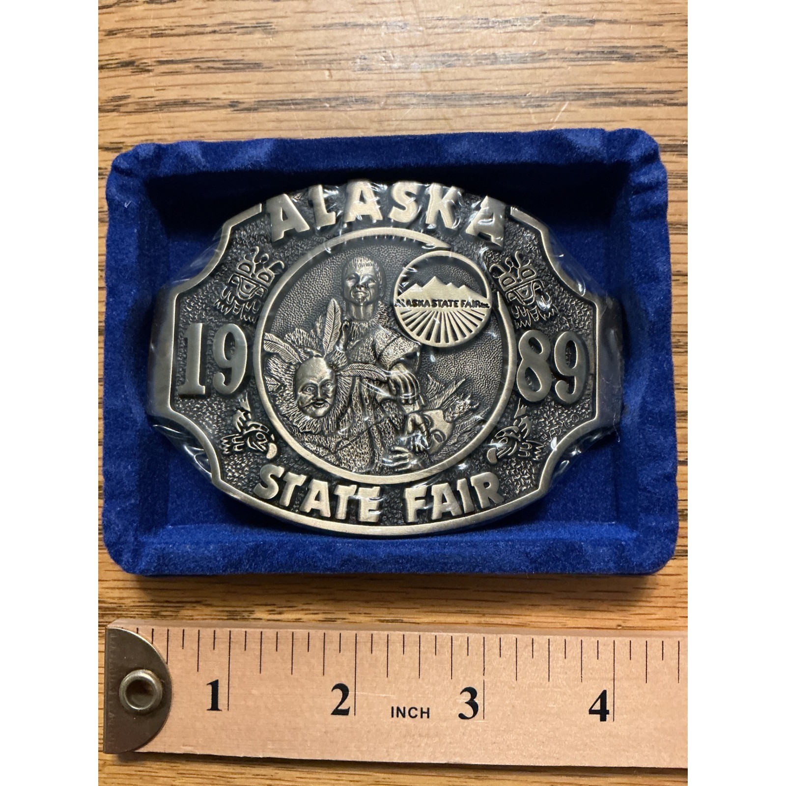 Vintage 1989 Alaska State Fair Belt Buckle Award Design Medals Limited Ed 157