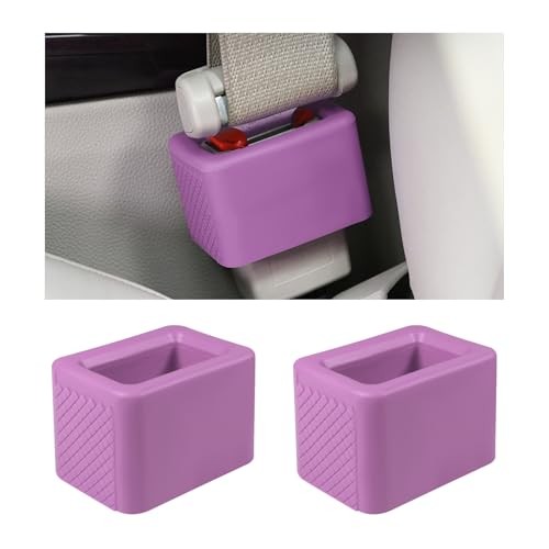 2 PCS Seat Belt Buckle Holder, Non-Slip Silicone Seatbelt Buckle Light Purple