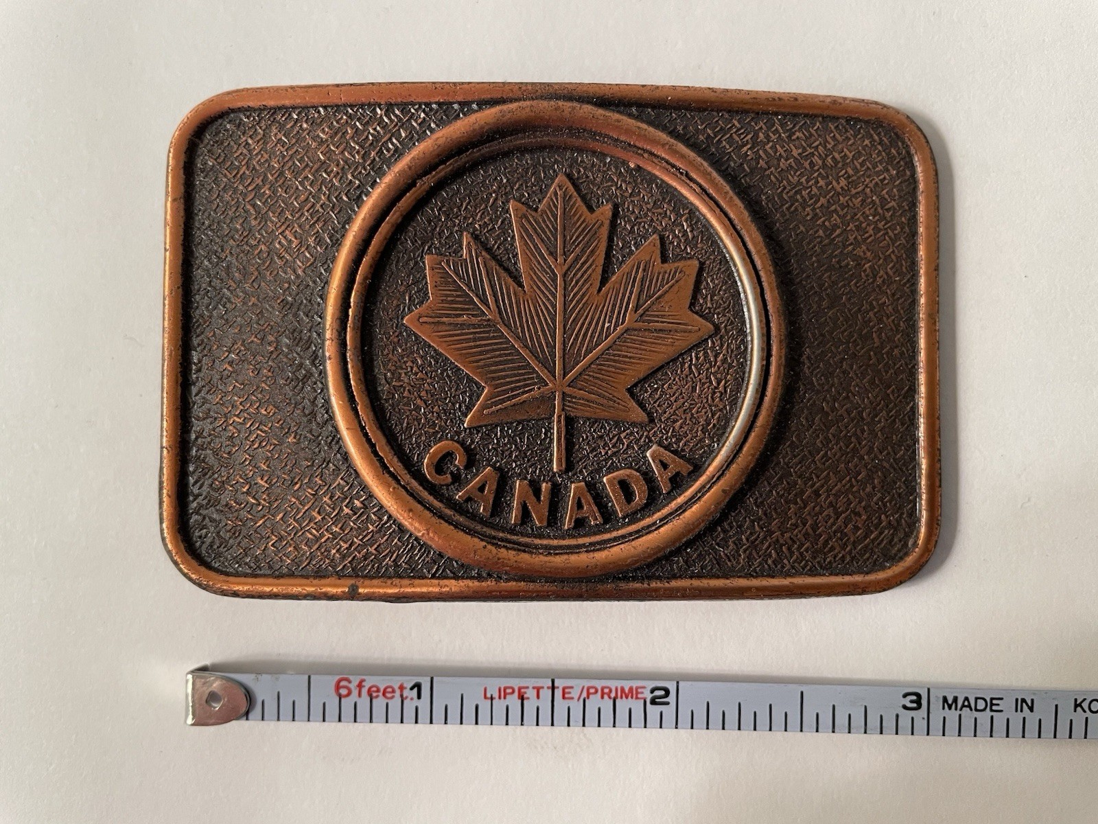 Vintage Canada Belt Buckle Maple Leaf Buckle Copper Metal Made By Century