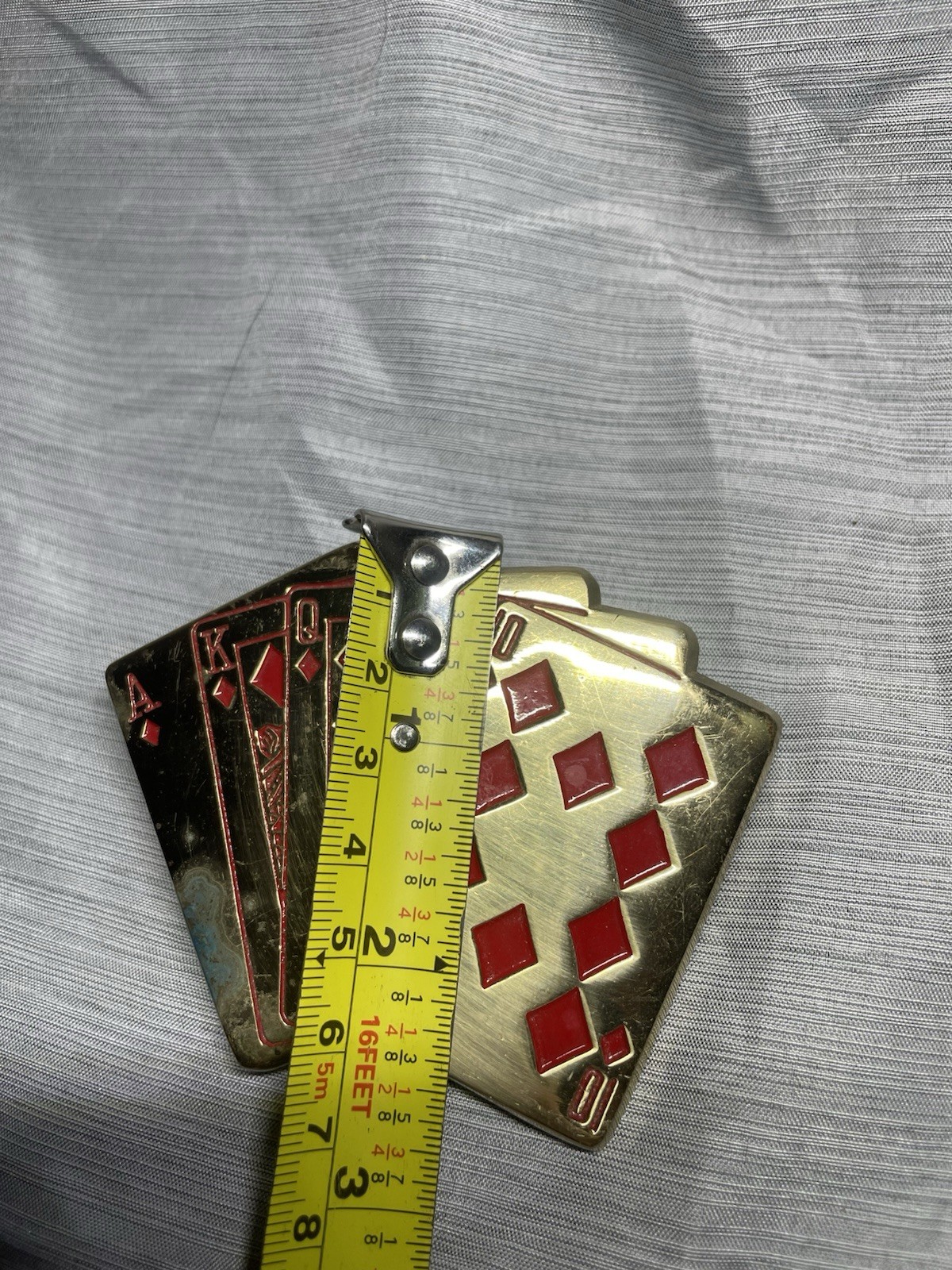Vintage Baron 5937 Solid Brass Royal Flush Playing Cards Belt Buckle