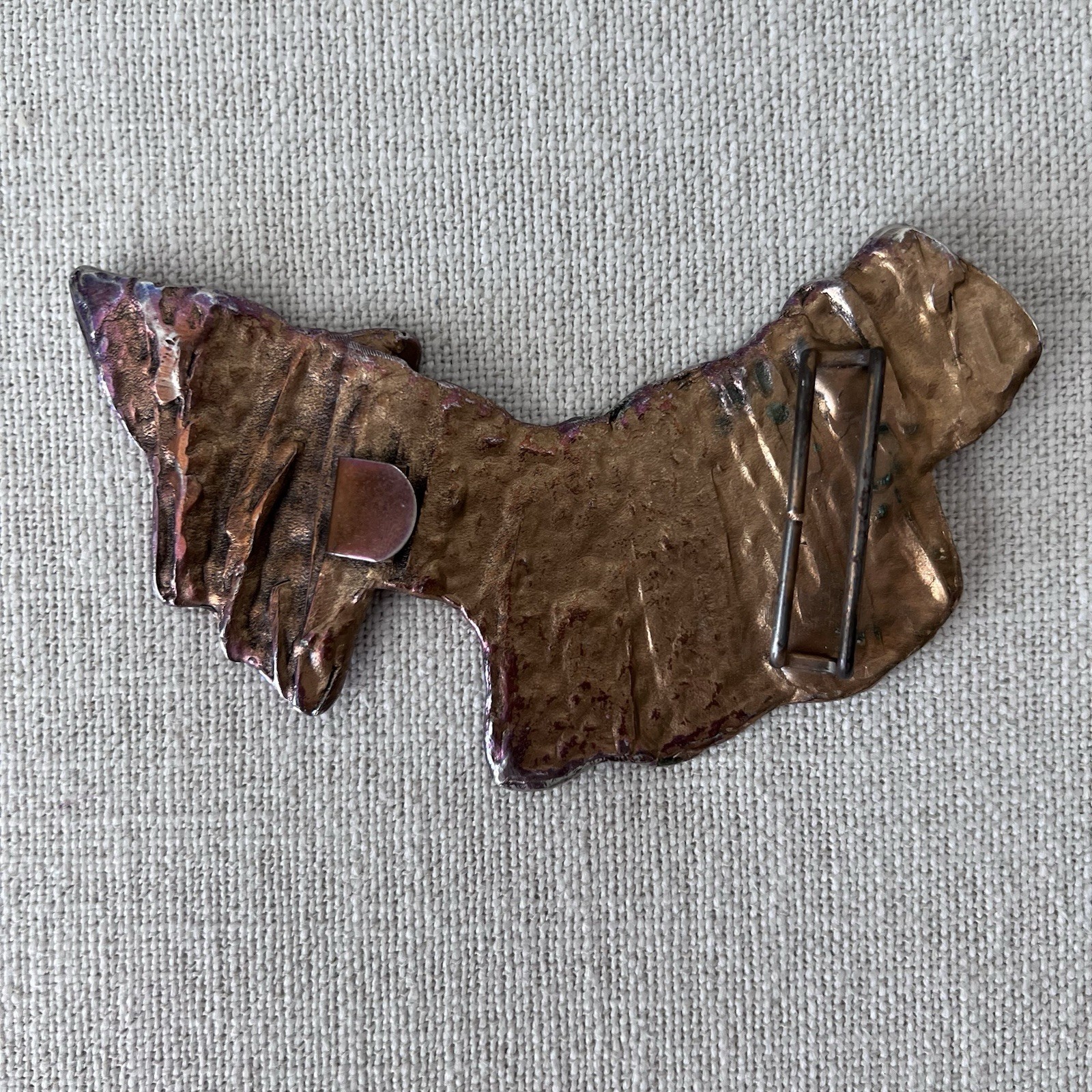 Vintage Copper Abstract Textured Brutalist Belt Buckle Unisex Adults ~5 in