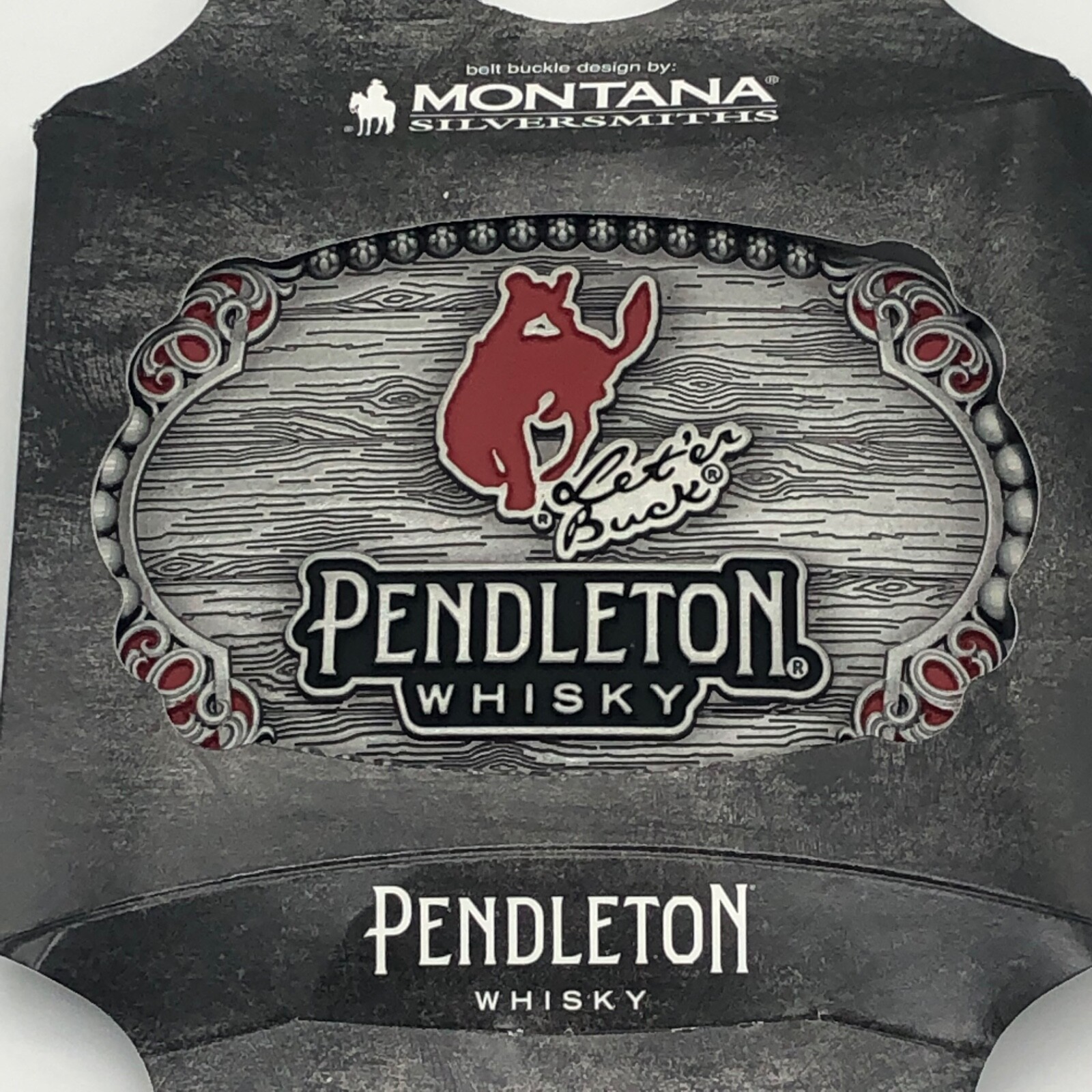 2023 Pendleton Whisky Belt Buckle Montana Silversmiths Let ‘er Buck Rodeo NEW