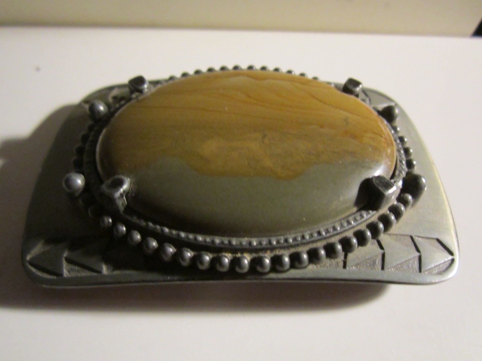 VINTAGE BROWN AGATE STONE BELT BUCKLE – GW-26
