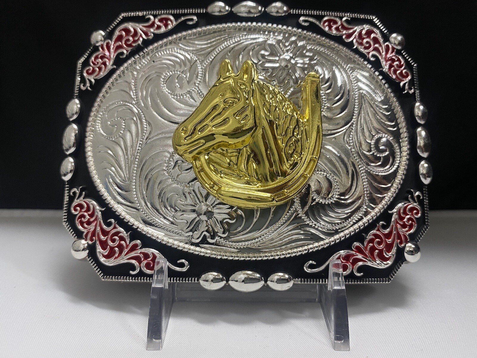 Horse Rodeo cowboy western style belt buckle hebilla Vaquero Con caballo