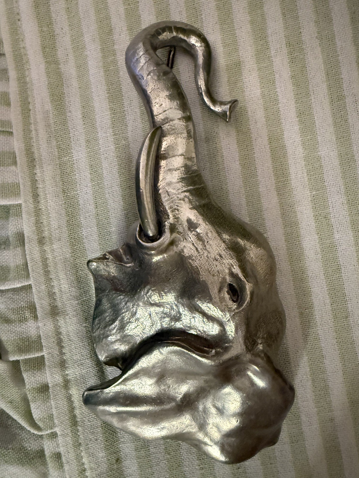 Christopher Ross 1980 Pewter Elephant Head Belt Buckle Silver Tone Animal Art