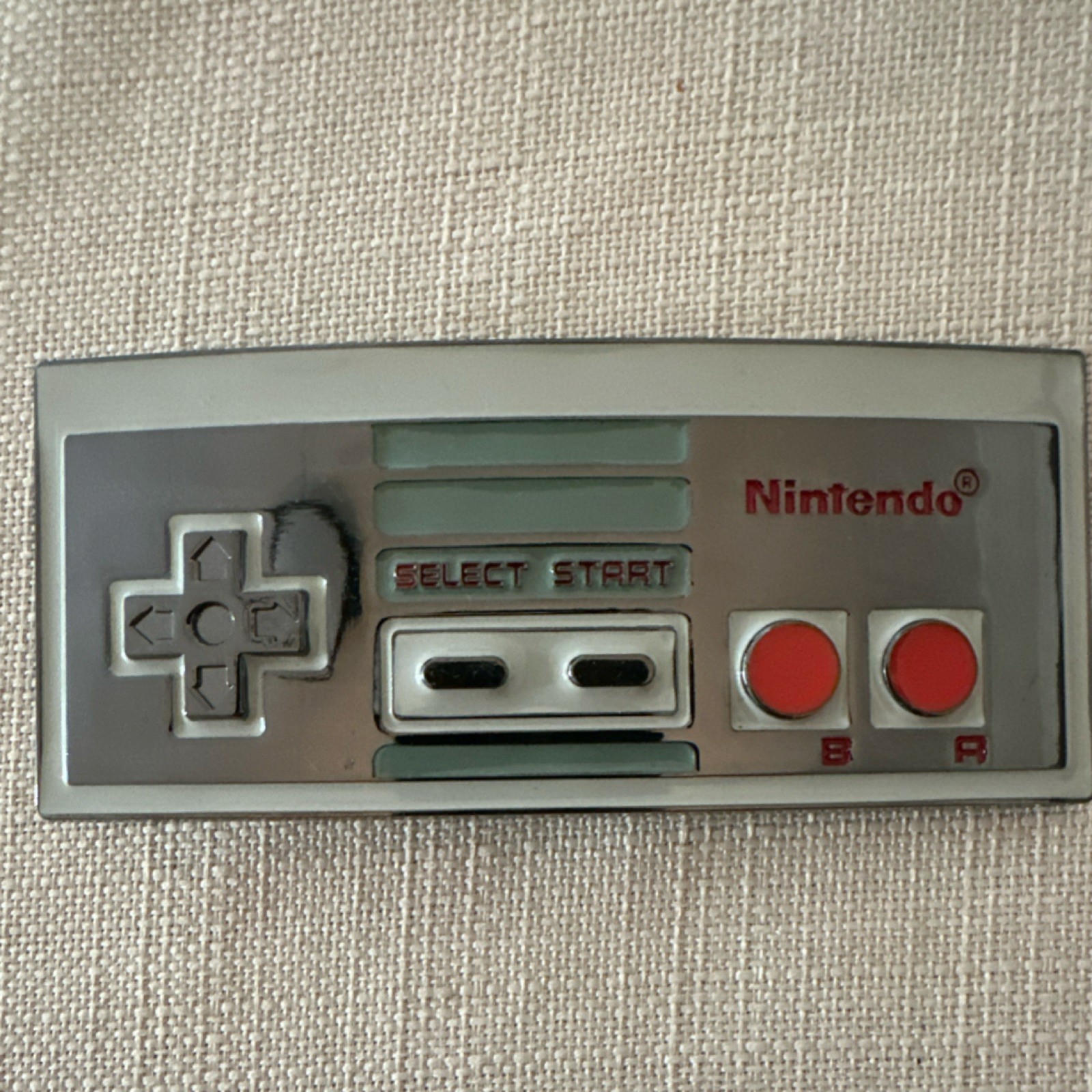 Nintendo NES Controller Metal Belt Buckle Rectangular Silver/Red Fits 1.5in