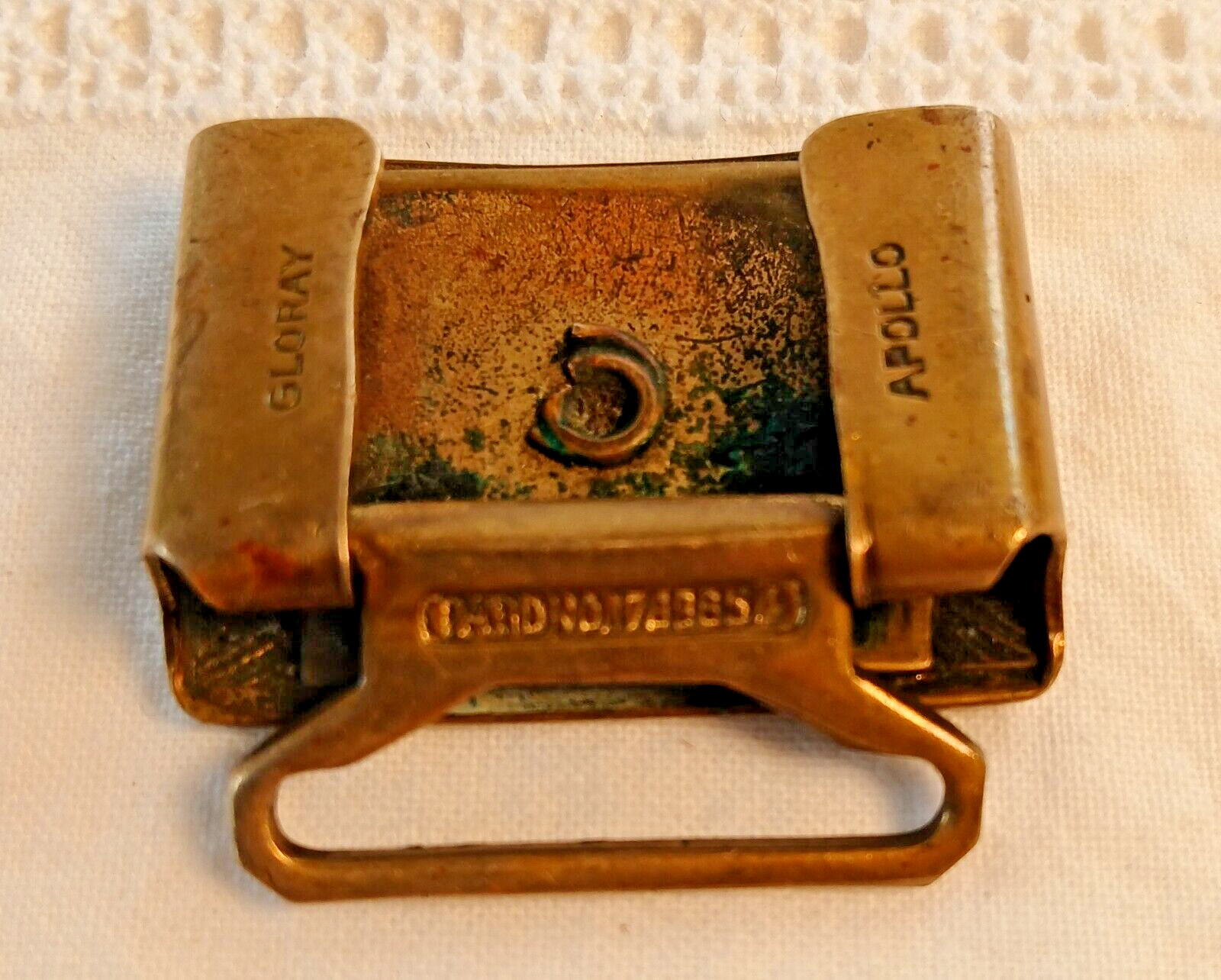 Vintage Belt Buckle Shell Inlaid Brass Ornate Design Marked Gloray Apollo