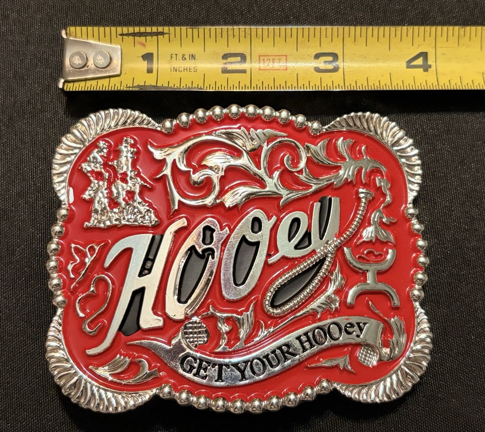 Western 4×3 Hooey Red Silver Cowboy Belt Buckle for 2 » Belt Hebilla Vaquero
