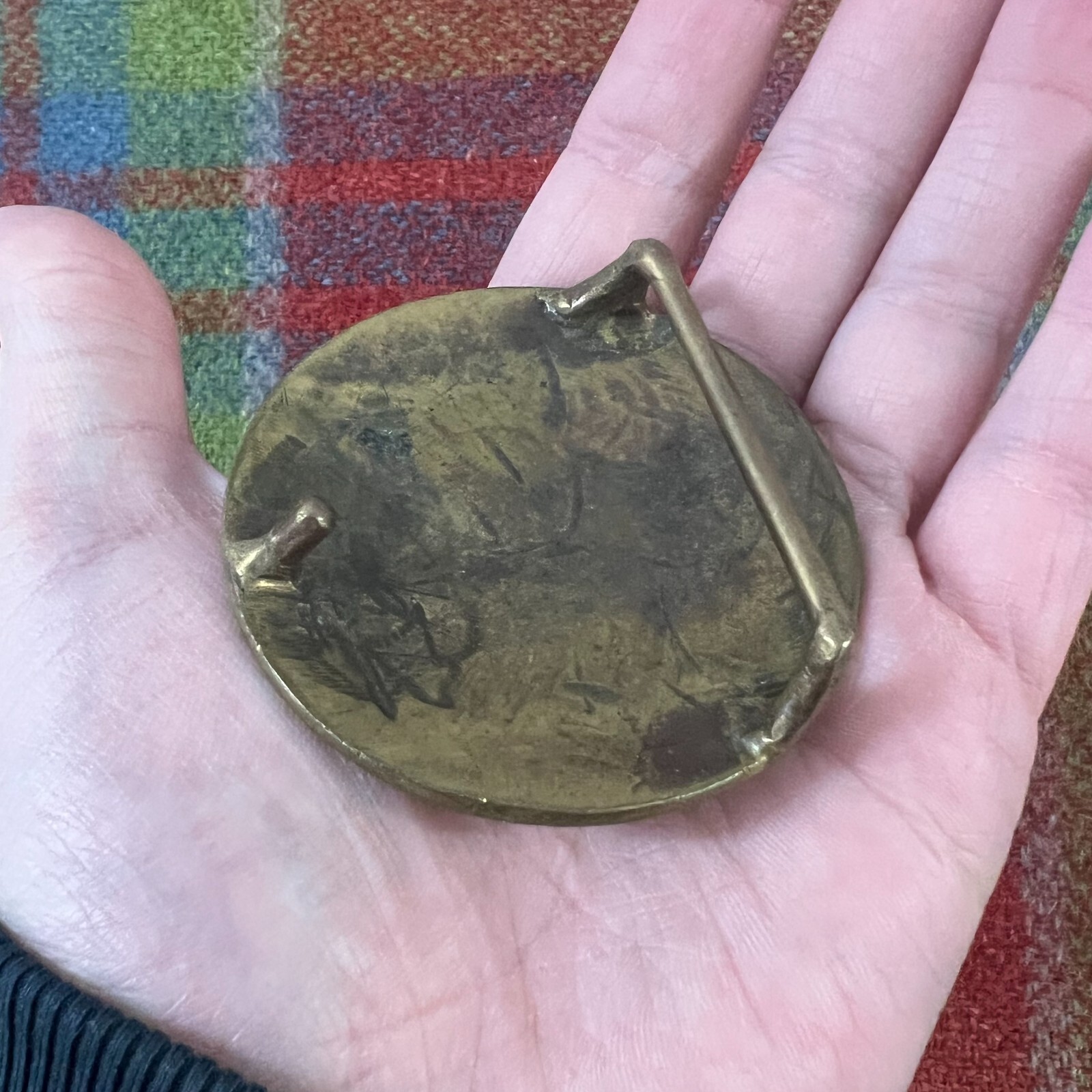Vintage 1960s 70s MCM Modernist Brass Copper Artisan Angelfish Fish Belt Buckle