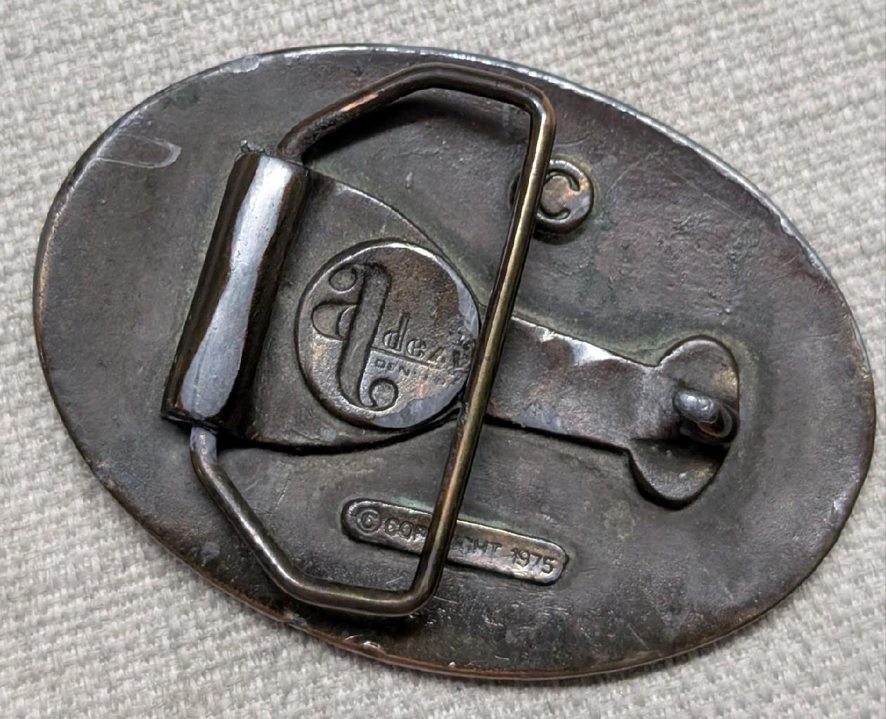 1970s vintage BUFFALO NICKEL belt buckle BRONZE heavy brass WESTERN cowboy