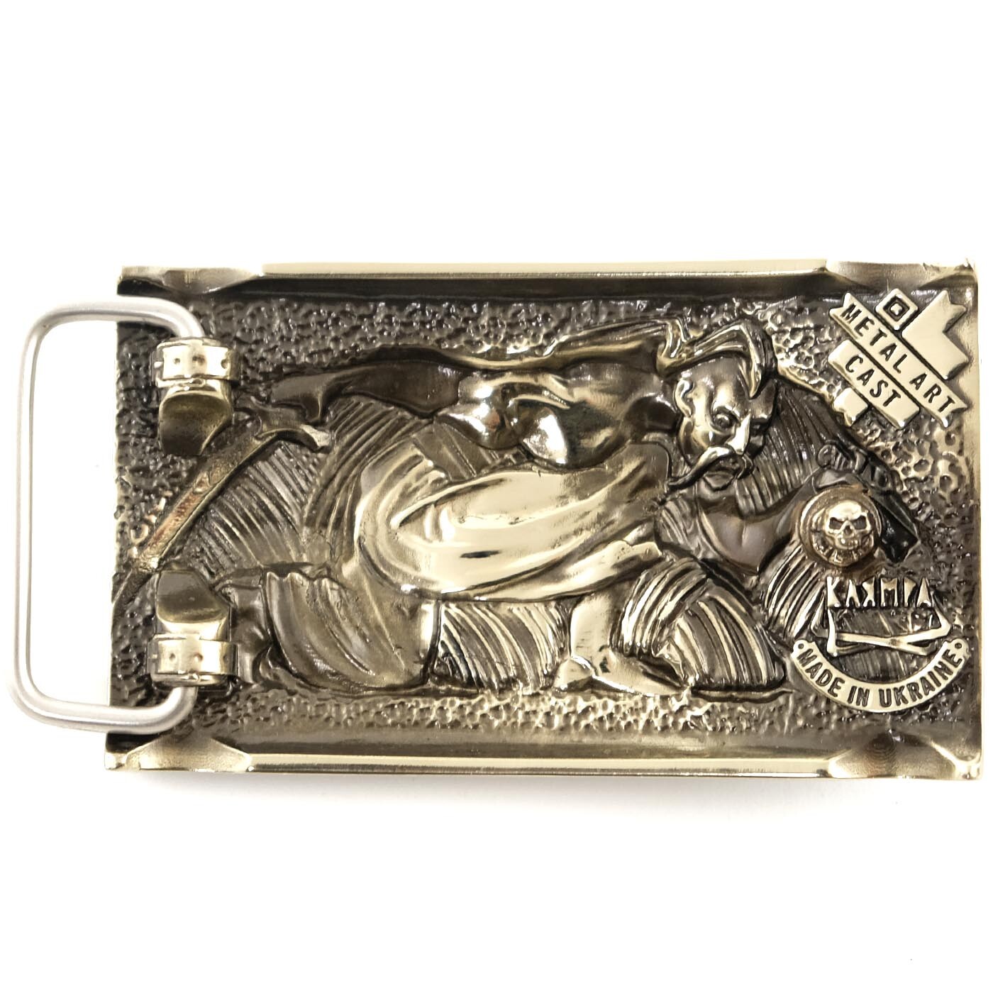 German silver belt buckle « Werewolf », Military buckle, Animal Grey Wolf buckle