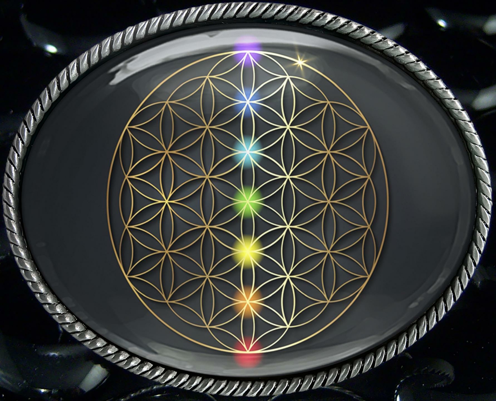 Chakra Sacred Geometry Belt Buckle – Handmade Accessory Gift – 794