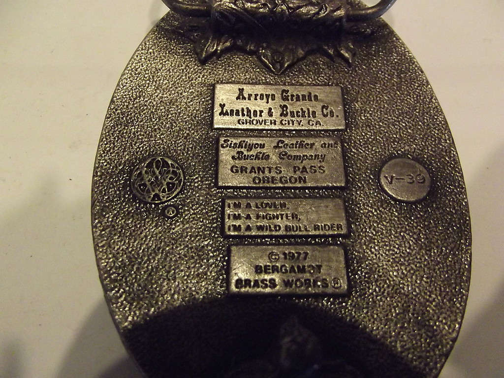 Vintage 1970s Arroyo Grande Belt Buckle Pewter Rodeo Americas 1 Sport