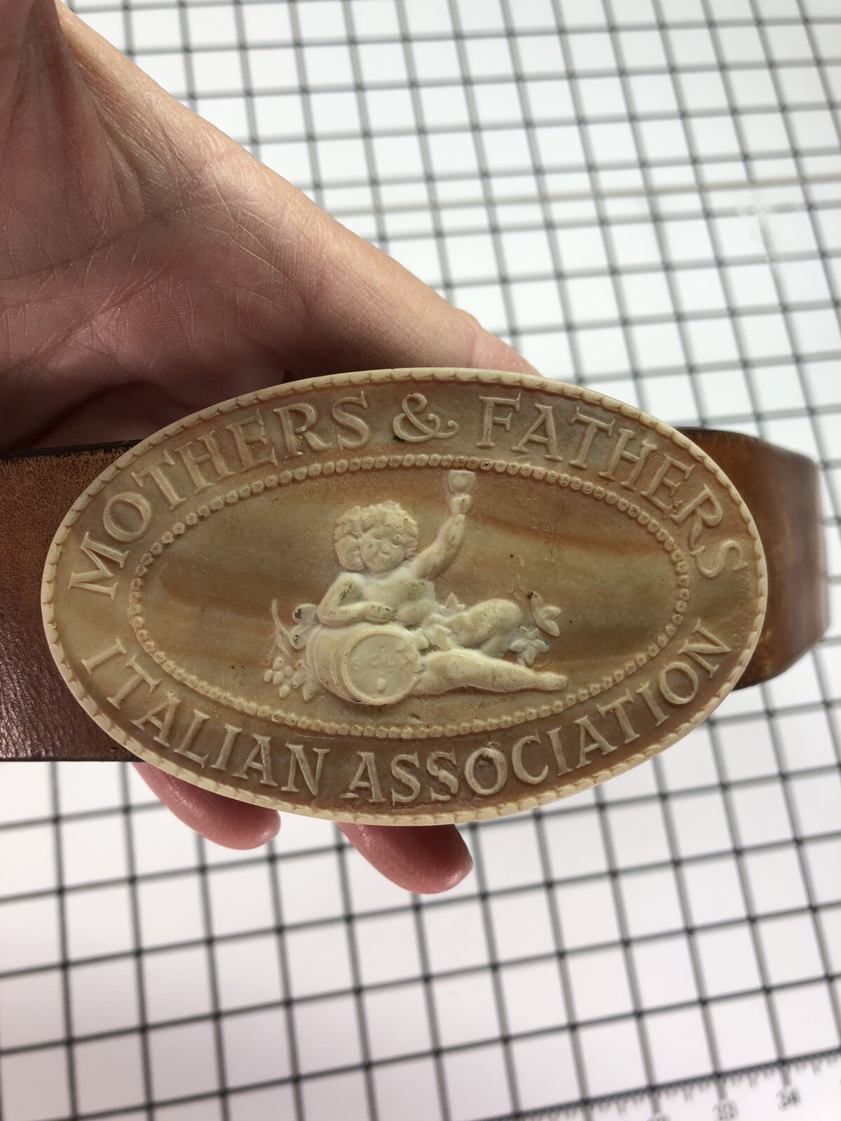 Incolay Stone Mothers And Fathers Italian Assoc. Buckle With Leather Belt