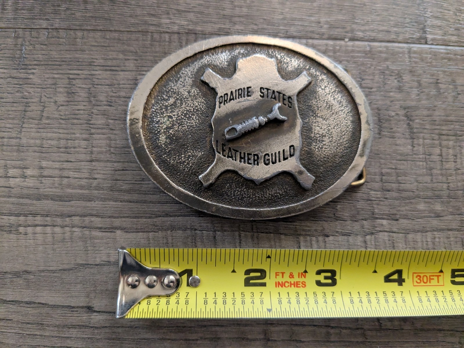 Vintage 1973 James Lind PRARIE STATES LEATHER GUILD Belt Buckle Wyoming Studio