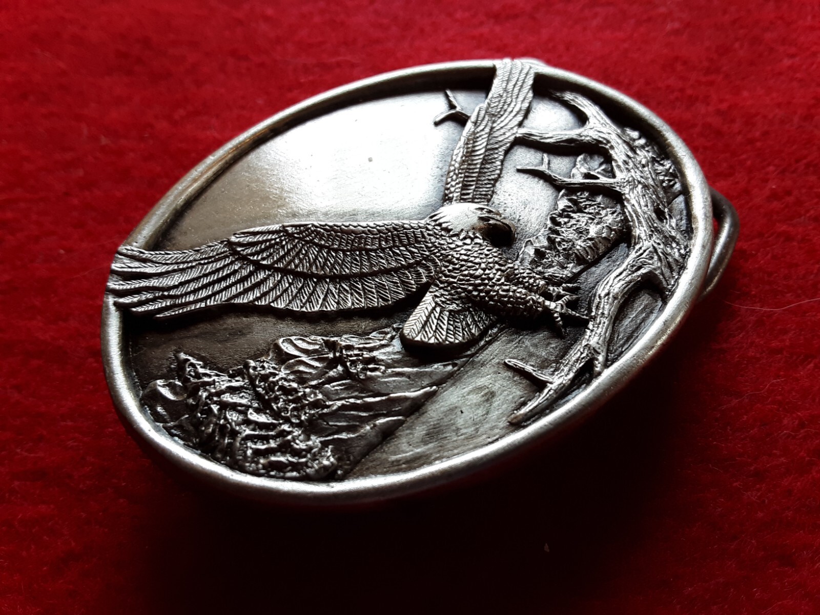 PEWTER BELT BUCKLE, « EAGLE » 3-D DESIGN, SISKIYOU-BERGAMOT USA, MAN-0724*08414