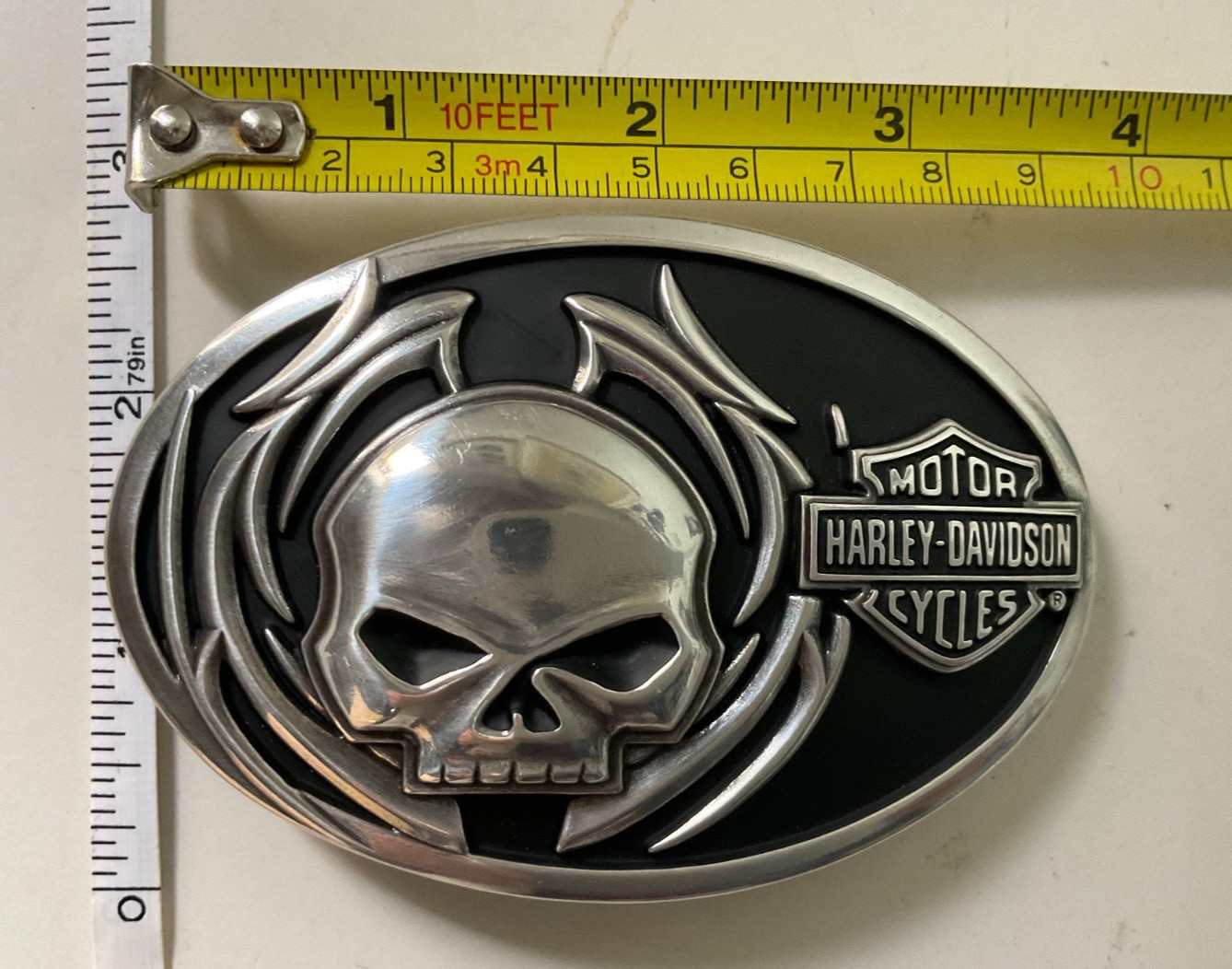 Harley-Davidson Willie G skull Bar&Shield belt buckle.#97798-09VM.Silver plaited