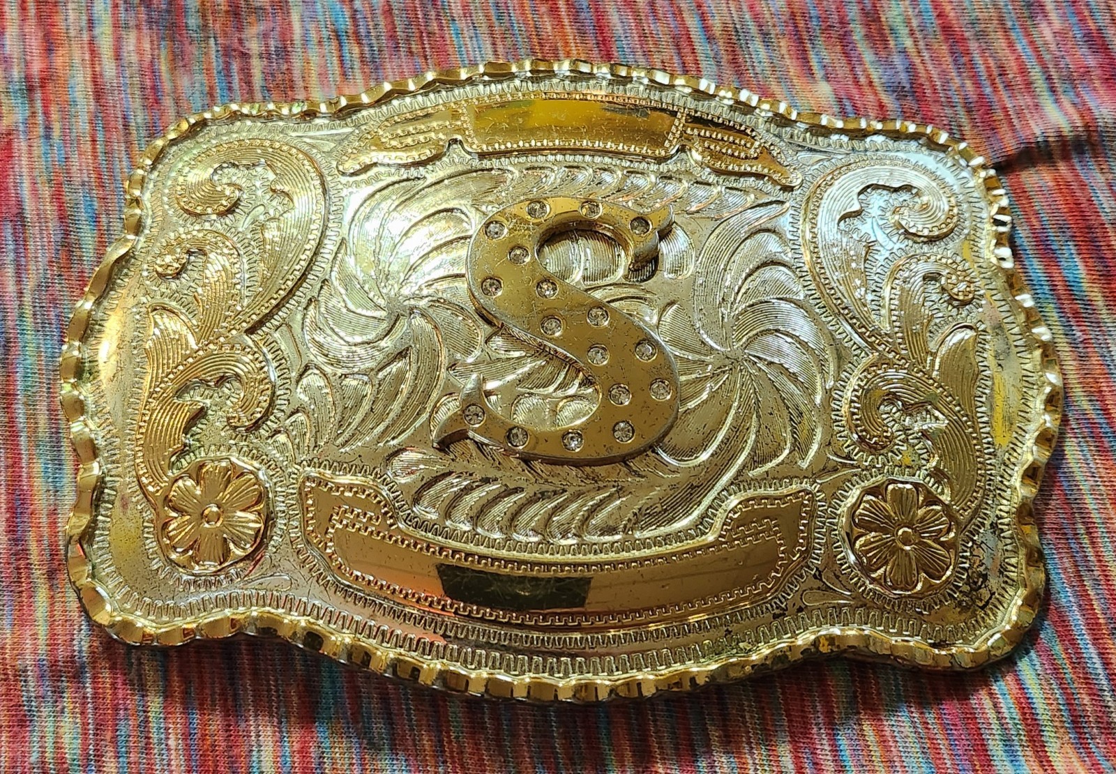 Belt Buckle Intital S In Gold And Silver