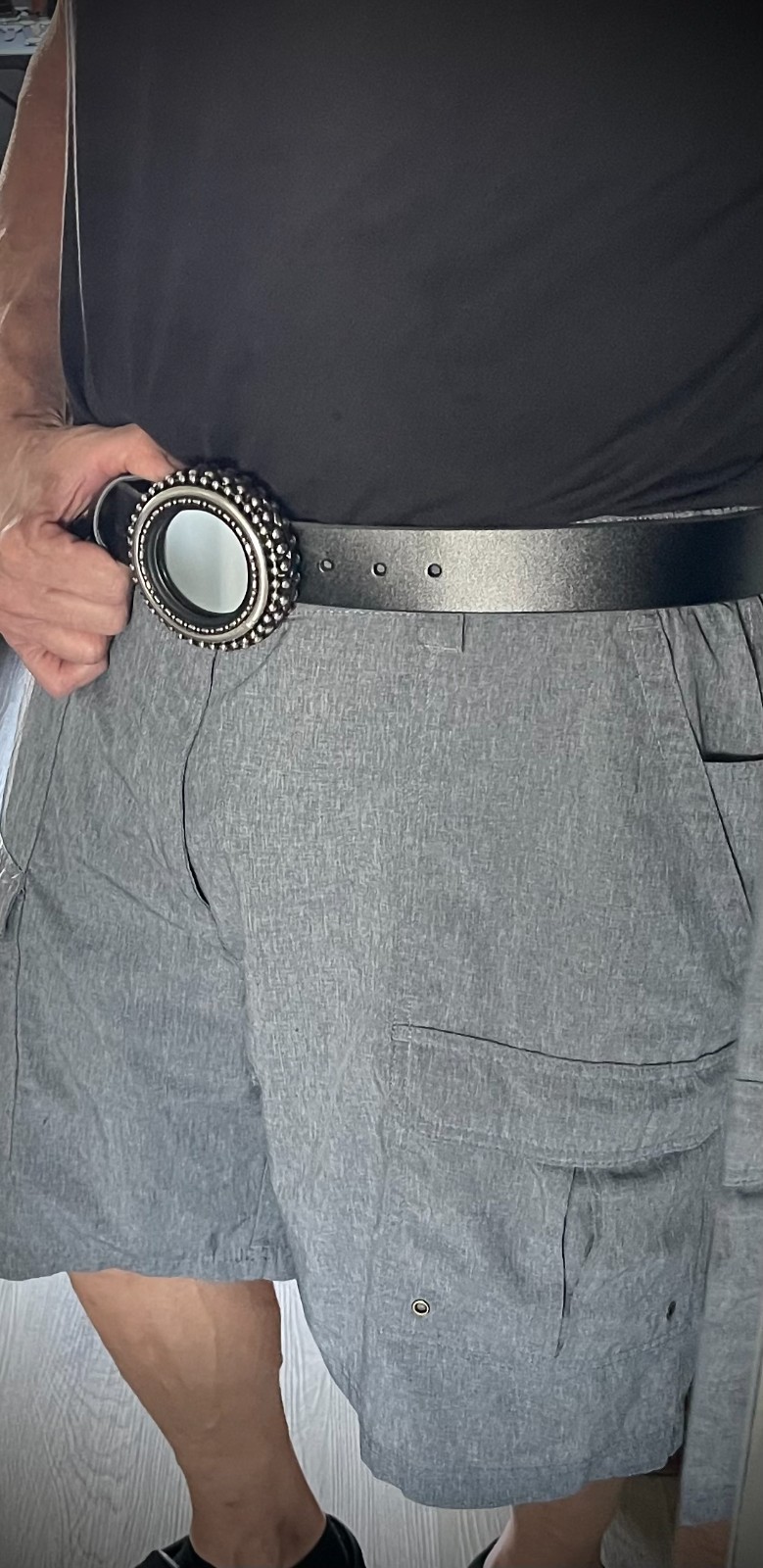 “Tire” Mirror Industrial Round 3” Heavy Belt Buckle OOAK Darren McNeese