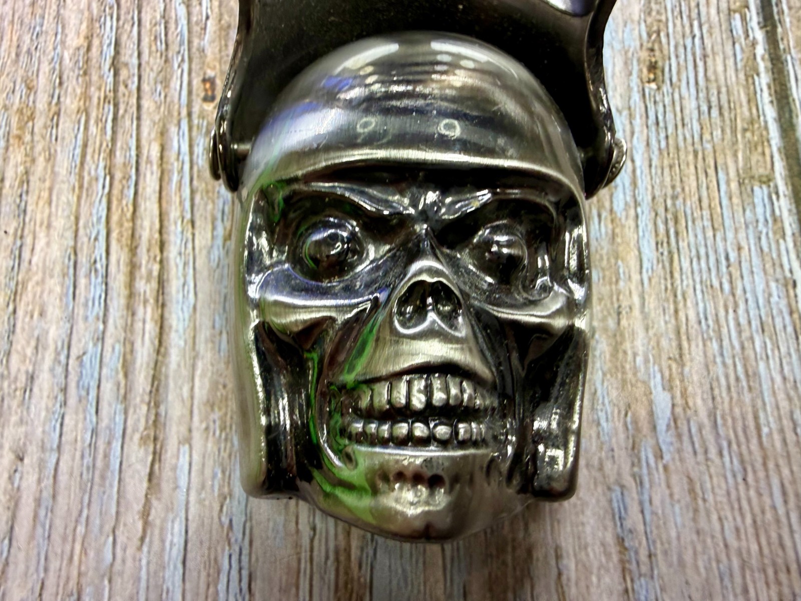 Skull Wearing Hinged Knights Helmet Medieval Figural Moving Shield Belt Buckle
