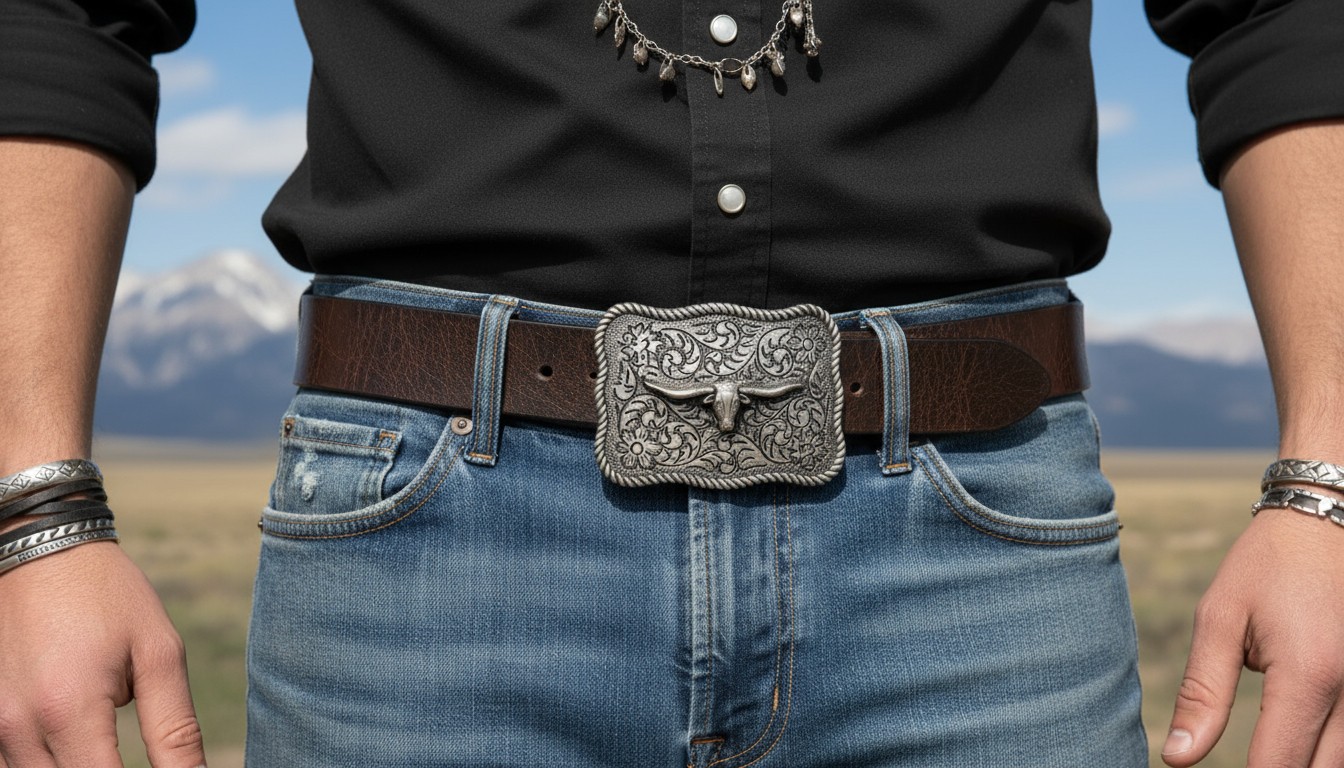 Men Buckle Silver Metal Bull Western Fashion Texas Long Horn Cow Gift Present TX