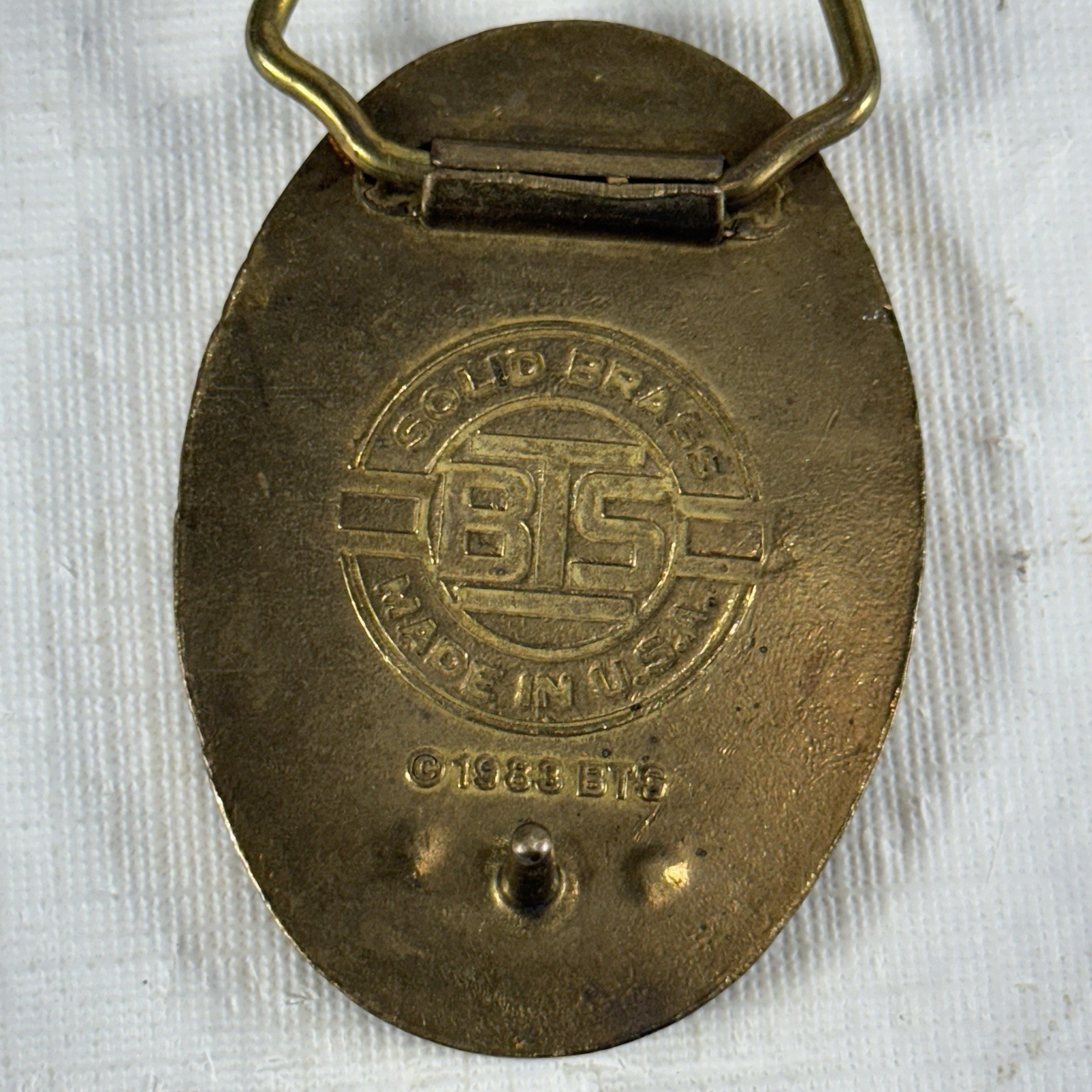 Vintage Sohio Construction Co. Sealift 1985 Belt Buckle Scrimshaw Solid Brass