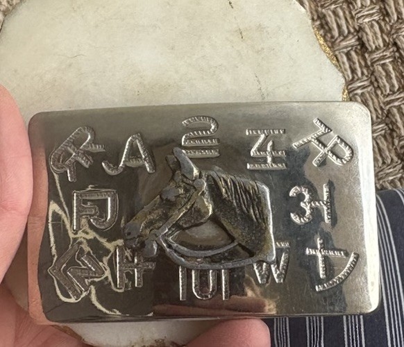 Chambers Belt Co Cattle Brand Silver Tone Belt Buckle Made in USA Horse