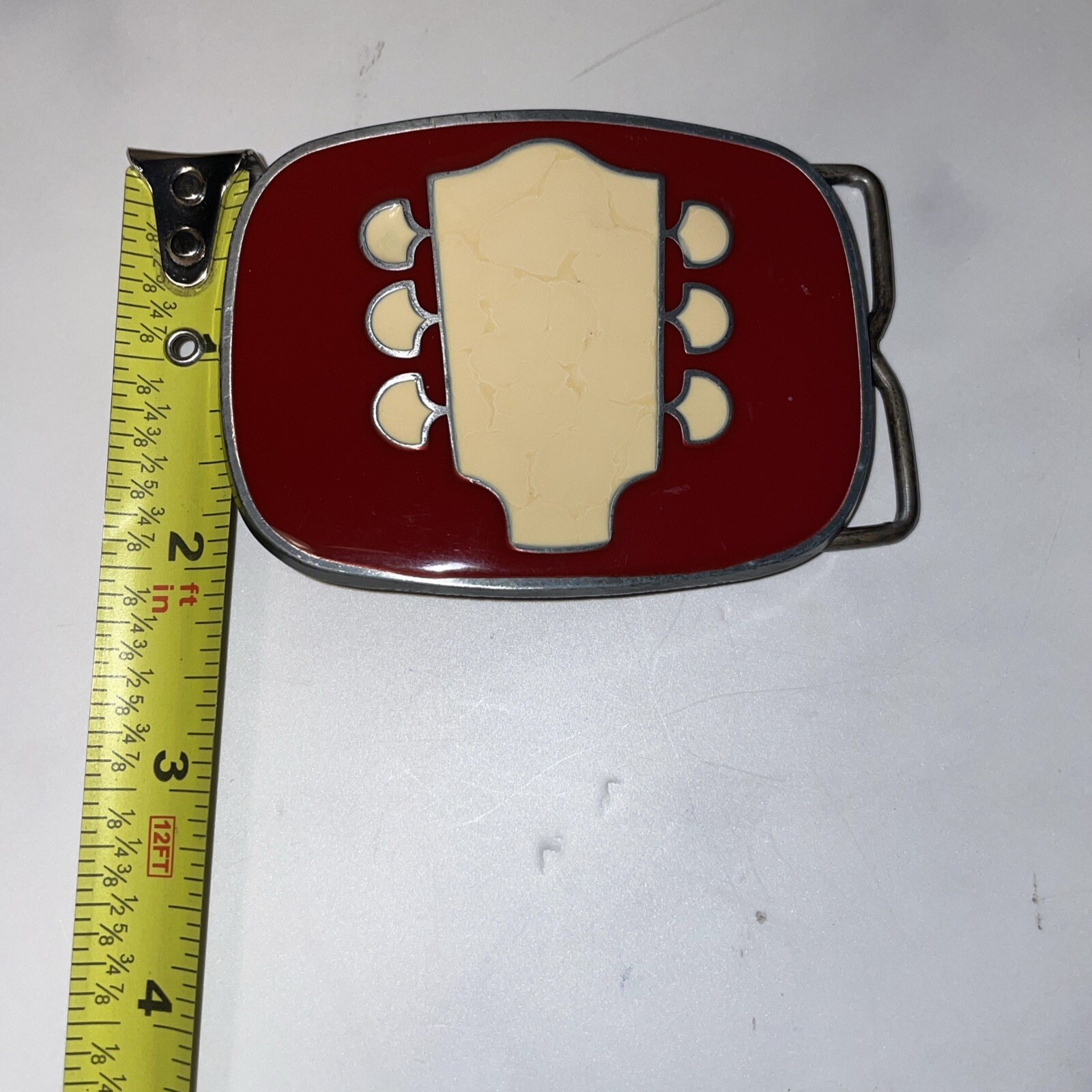 Vtg The Nashville Network TNN Guitar Logo Belt Buckle