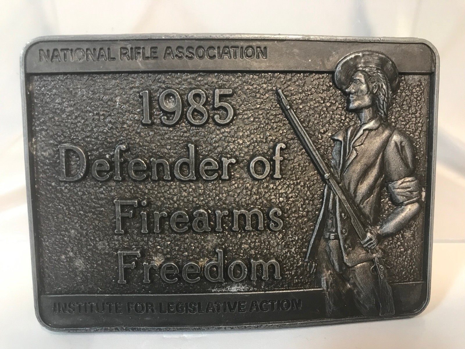 1985 NRA – American Minuteman brass Belt Buckle « Defender of Firearms Freedom »