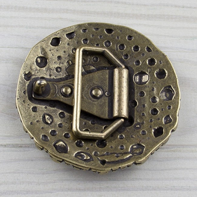 Studded Bubble Circle Belt Buckle Brass Interchangeable Clasp GS5537