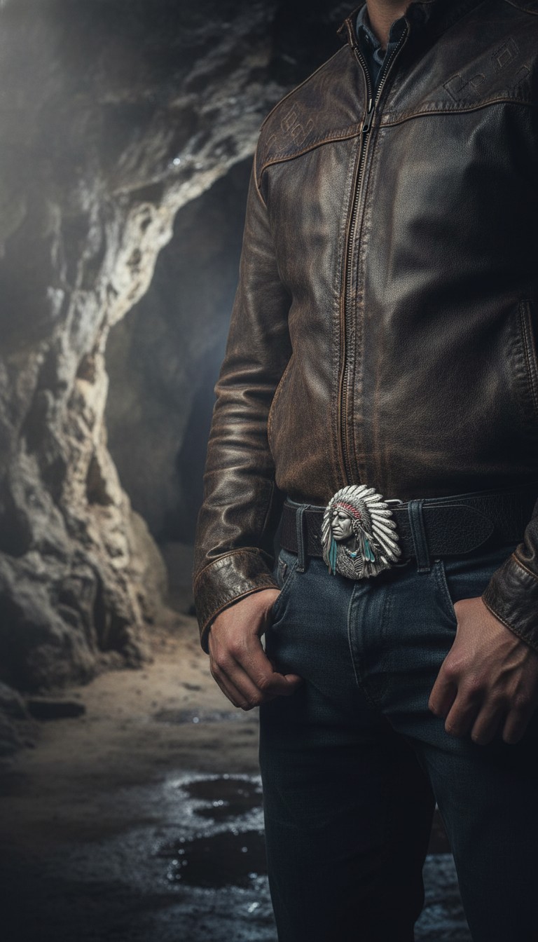 Men Silver Metal Western Fashion Belt Buckle Cowboy Native American Indian Face