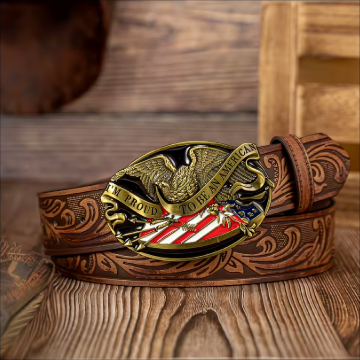 Proud to be American Buckle & Belt, Western Style Patriotic Jeans Accessory