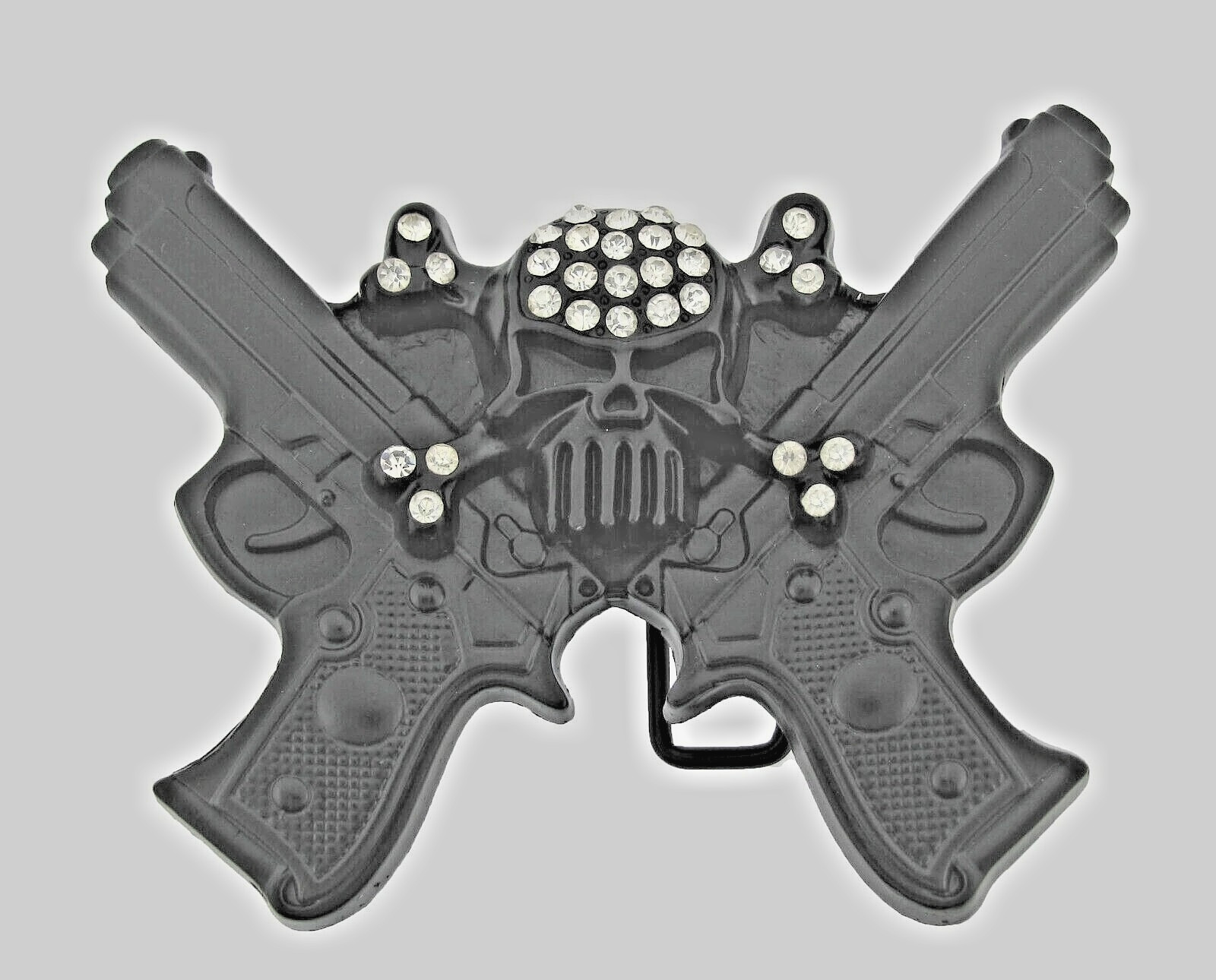 Skull Belt Buckles Black Bling Style Metal Vintage Halloween Gun Pirate Skeleton